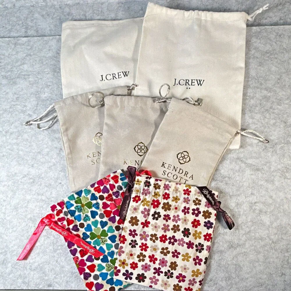 J.CREW Kendra Scott Brighton Lot Drawstring Jewelry Pouches Bags